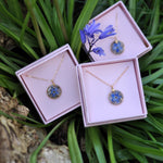 Ash necklaces with a forget-me-not. Reserved for Saartje