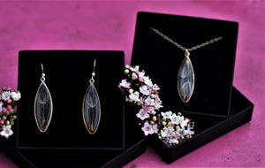dandelion earrings and necklace in goldfill