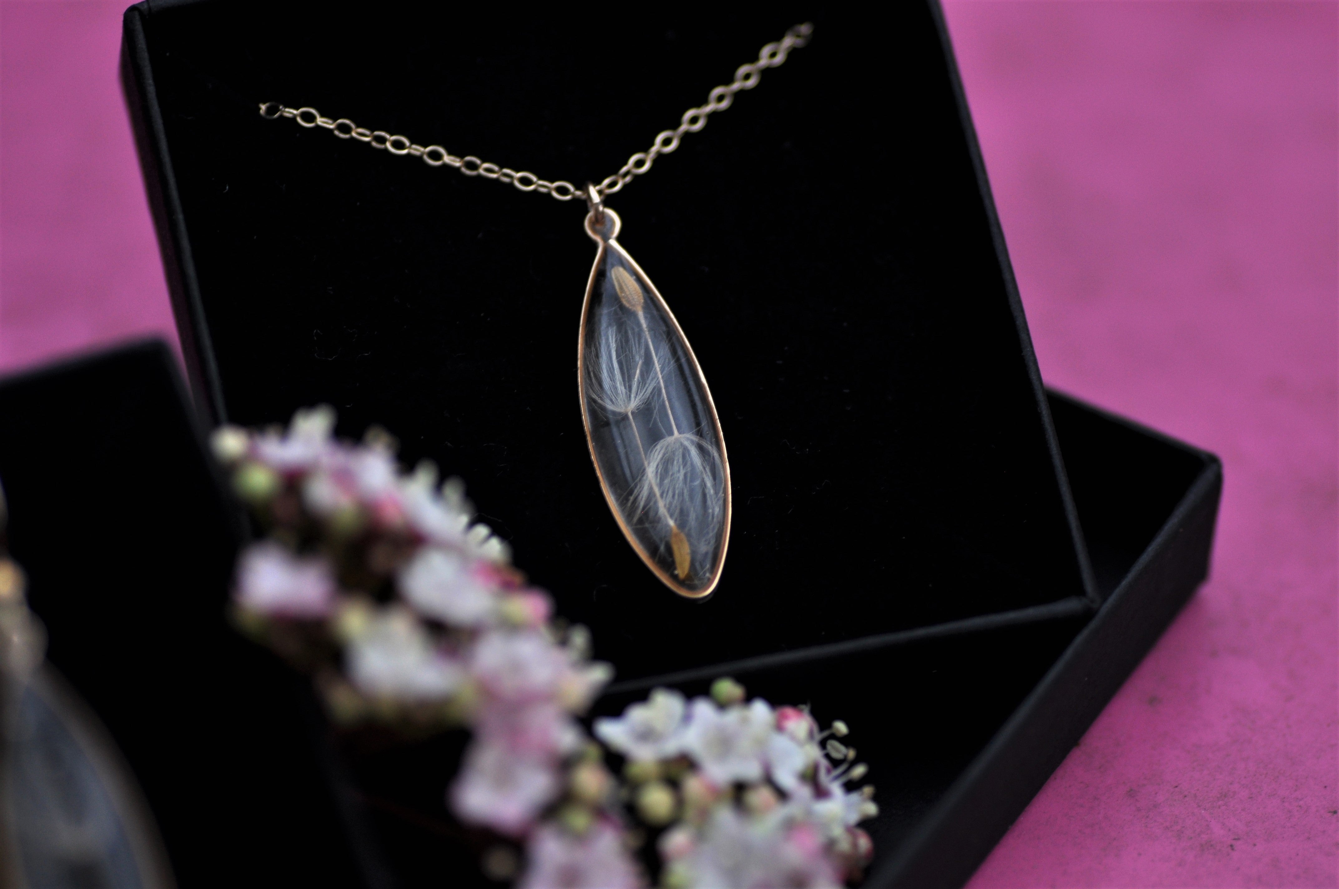 dandelion droplet necklace gold fill