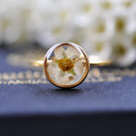 white blossom ring - Gold fill