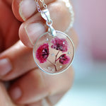 Pink Gypsophila necklace - Sterling Silver