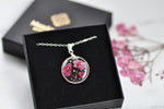 Pink Gypsophila necklace - Sterling Silver