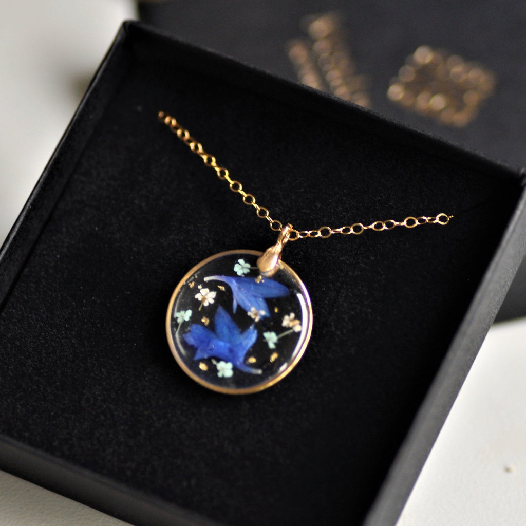 cornflower necklace gold fill