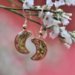 mossy moon earrings - Gold fill