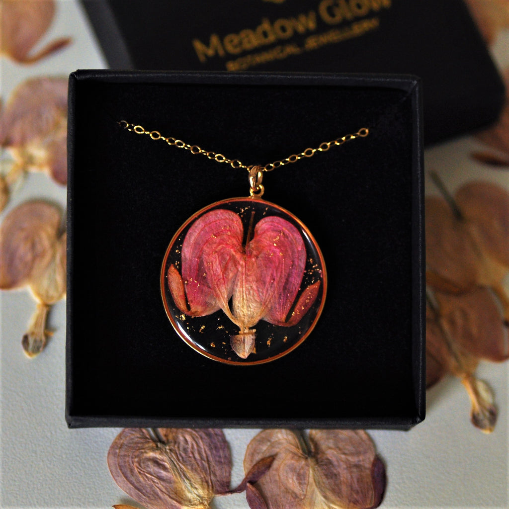 bleeding heart flower necklace