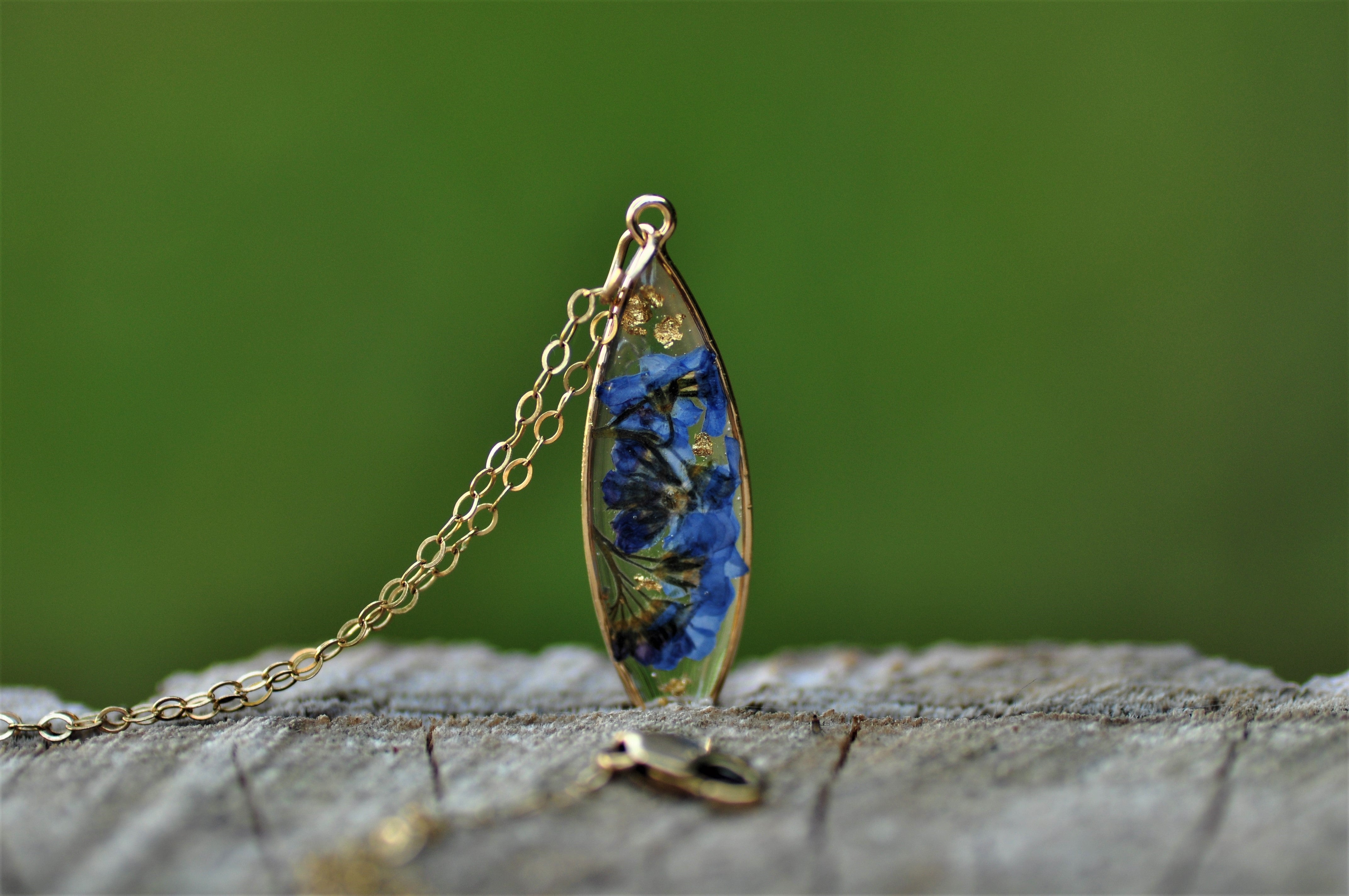 forget met not necklace gold fill