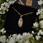 Queen Anne's lace oval necklace - Gold fill