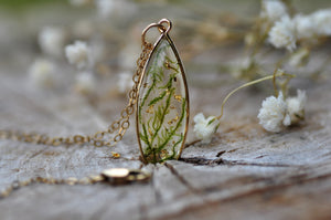 moss drop necklace - Gold fill