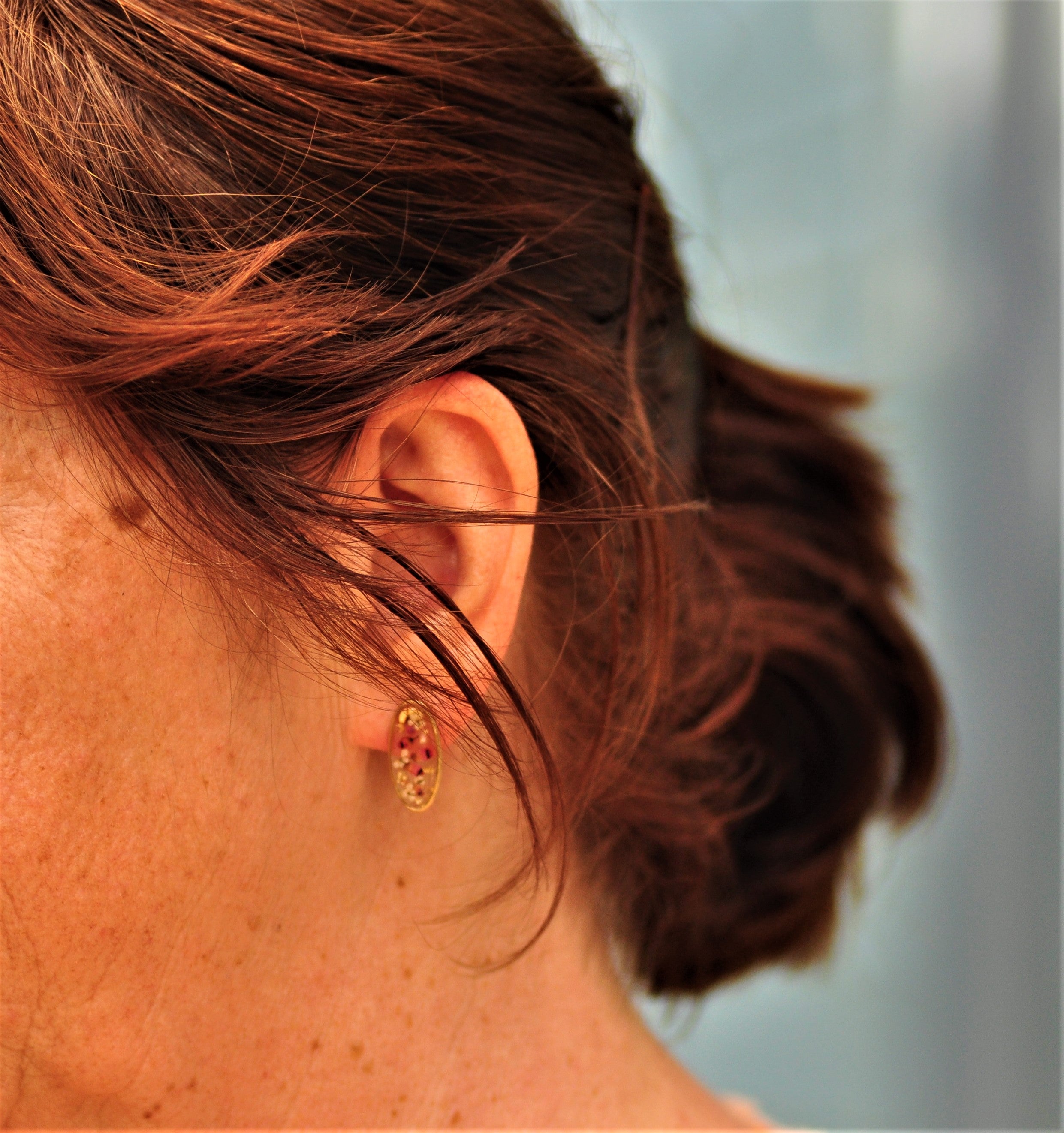 Heather bud droplet earposts - Gold fill