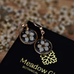 real white flower dangle earrings